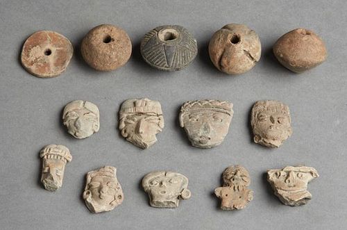 Fourteen Small Pieces of Pre-Columbian Pottery, co