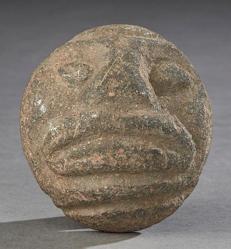 Pre-Columbian Carved Stone Mask, with traces of or