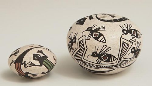 Two Miniature Native American Acoma Pottery Pots,