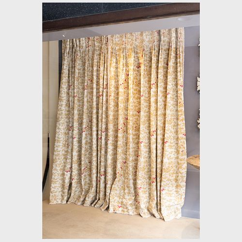 Group of Linen Curtain with Red Berries