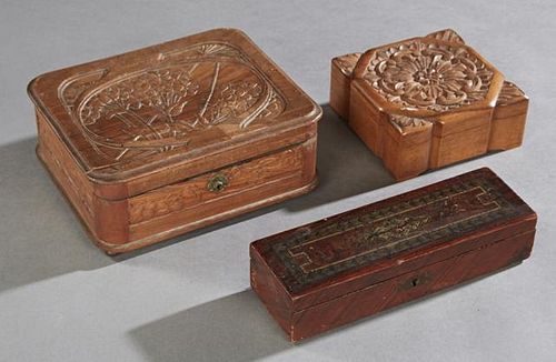 Group of Three French Dresser Boxes, 20th c., cons