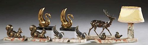 Group of Eight French Patinated Spelter Animals, 2