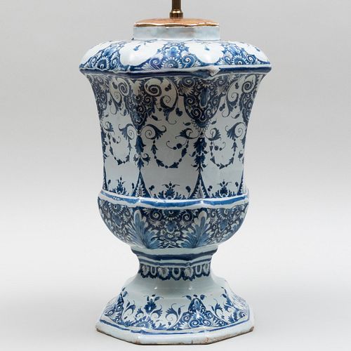 Delft Blue and White Jar Mounted as a Lamp