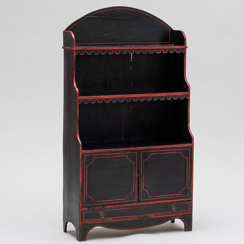 Regency Red and Black Painted Chiffonnier