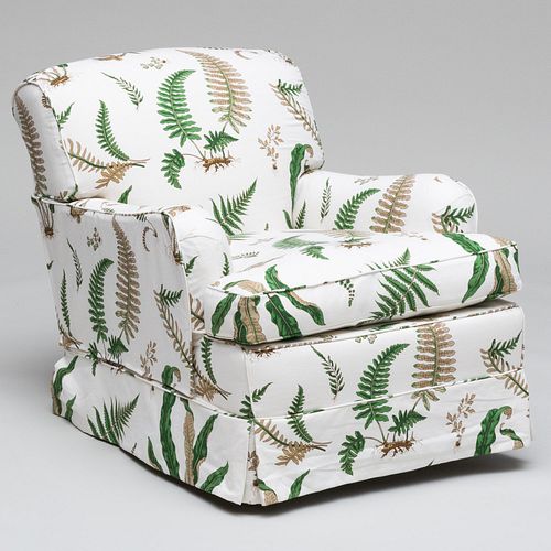 Botanical Print Linen Upholstered Club Chair