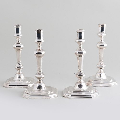 Set of Four English Silver Candlesticks