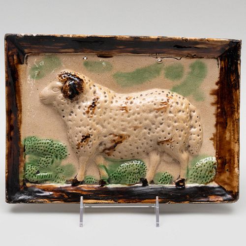 Glazed Pottery Plaque of a Ram, Probably English