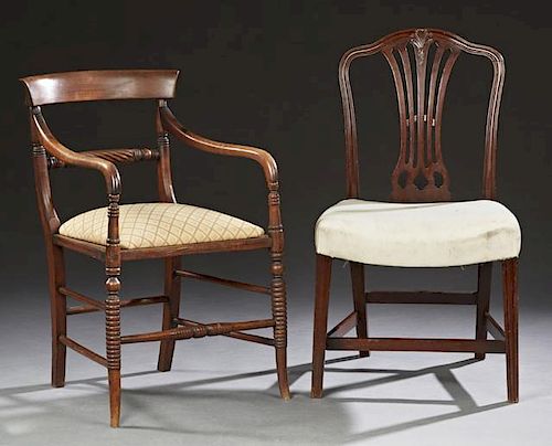 Two English Chairs, 19th c., one a Regency style w