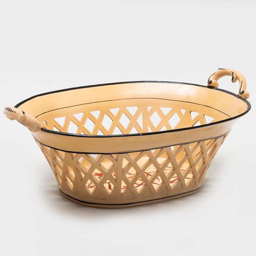 Davenport Botanical Creamware Basket