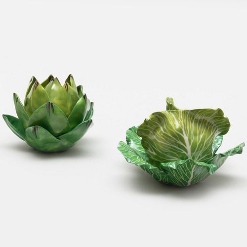 Two Continental Porcelain Vegetable Form Boxes
