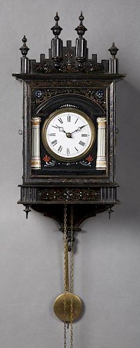 French Ebonized Two Weight Wall Clock, c. 1880, th
