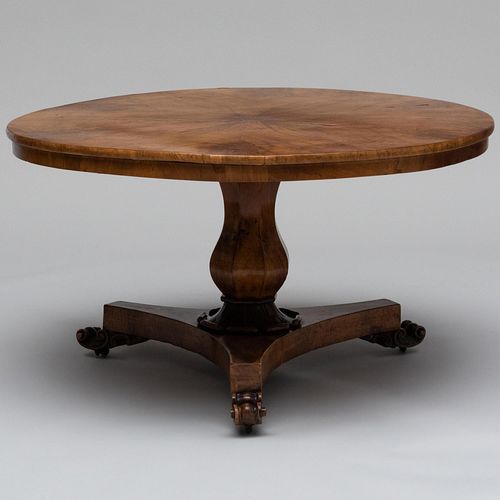 Early Victorian Spalted Elm and Yew Wood Center Table