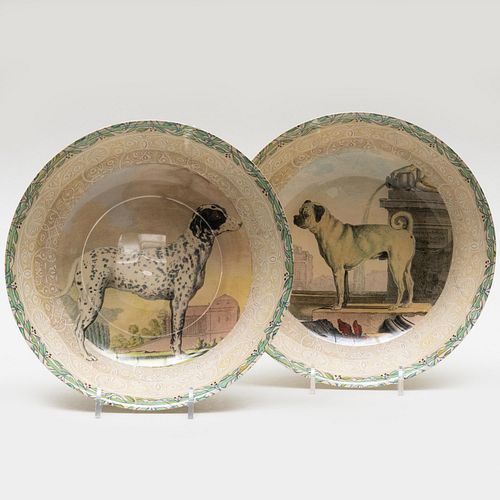 Two John Derian Decoupage Dishes with Dogs