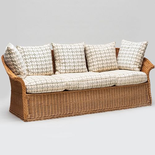 Cotton Upholstered Wicker Sofa, Marston & Langinger, England