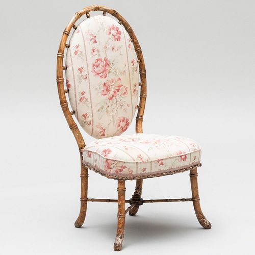 Victorian Faux Bamboo, Painted and Parcel-Gilt Side Chair