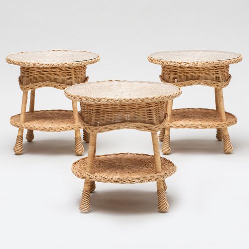 Group of Three Wicker Side Tables, Marston & Langinger, England