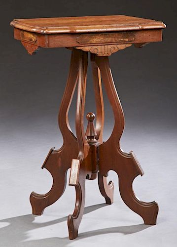 American Eastlake Victorian Walnut Side Table, lat