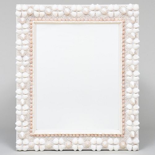 White Painted and Shell Encrusted Mirror