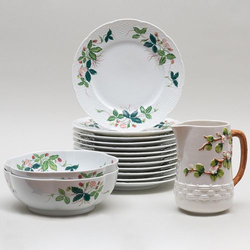 Set of Twelve Limoges Porcelain Dinner Plates in the 'George Sand' Pattern Two Similar Bowls and a Pitcher 