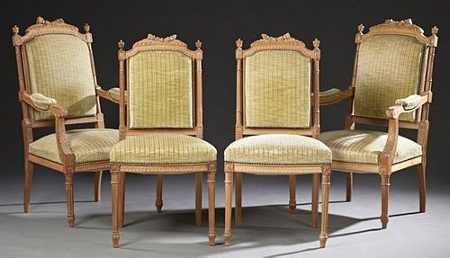 Four Piece French Carved Cherry Louis XVI Style Pa