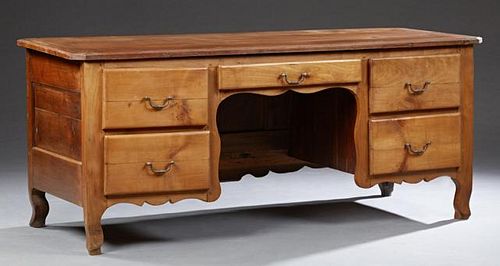 French Louis XV Style Carved Cherry Desk, 20th c.,