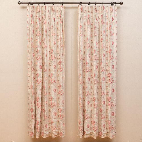 Group of Linen Curtains with Red Roses 