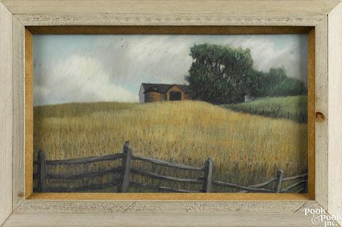 Barclay Rubincam (American 1920-1978), pastel landscape, titled The Wheat Field, signed