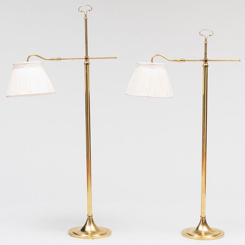 Pair of Adjustable Brass Floor Lamps