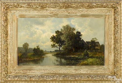 Carl C. Weber (American 1850-1921), oil on canvas landscape, titled Scene Near Abington PA