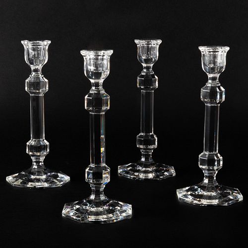 Set of Four Molded Glass Candlesticks