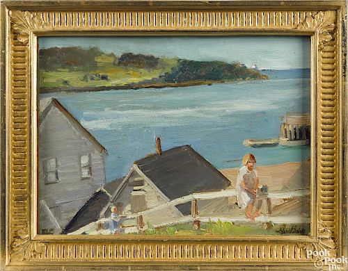 Richard Evett Bishop (American 1887-1975), oil on board, titled Bay of Fundy, Maine, signed