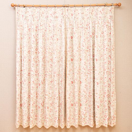 Large Group of Linen Curtains with Birds and Flowers