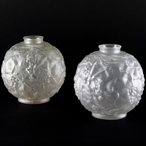 Pair of French Molded Glass Vases