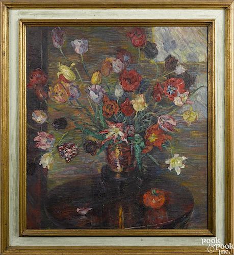 Mary T. Mason (American 1886-1964), oil on canvas floral still life