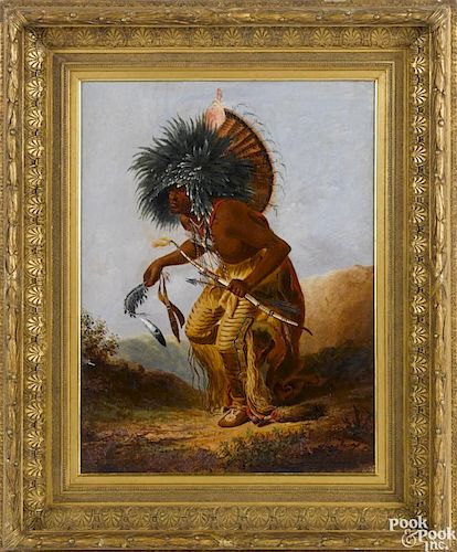 After Karl Bodmer (Swiss 1809-1893), early oil on canvas rendition of Bodmer's iconic portrait