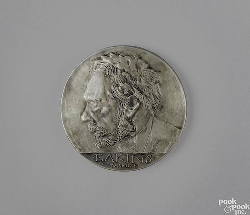 Leonard Baskin (American 1922-2000), sterling silver medallion with a profile portrait