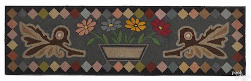 Lancaster County, Pennsylvania hooked rug, early 20th c., 20 1/2'' x 72''.