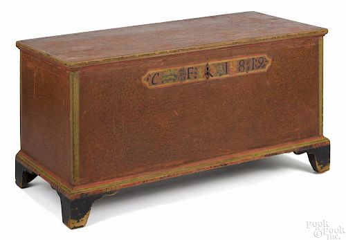 Pennsylvania painted poplar dower chest, dated 1819, initialed CF