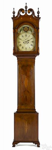 Pennsylvania Federal cherry tall case clock, ca. 1800, with an eight-day movement