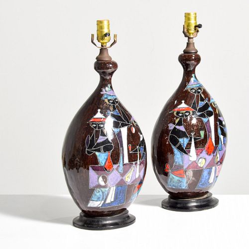 Pair of Marcello Fantoni Ceramic Table Lamps