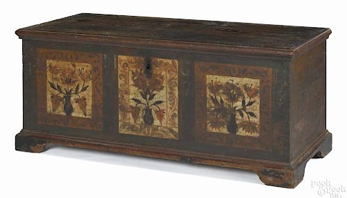 Lebanon County, Pennsylvania painted pine dower chest, dated 1778, attributed to Christian Seltz