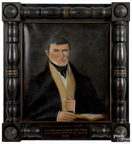 Attributed to Edward Hicks (American 1780-1849), oil on canvas portrait of a gentleman
