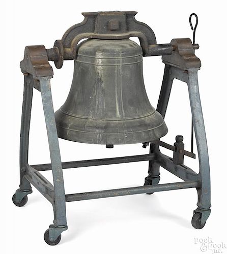 Large Philadelphia cast bronze bell, inscribed Jos. Bernhard Philada 1868, 39'' h., 31'' w.