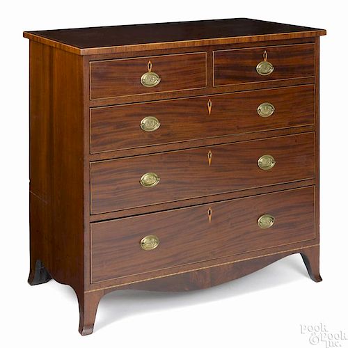 Pennsylvania Federal mahogany chest of drawers, ca. 1805, with allover line inlay, 36 3/4'' h.