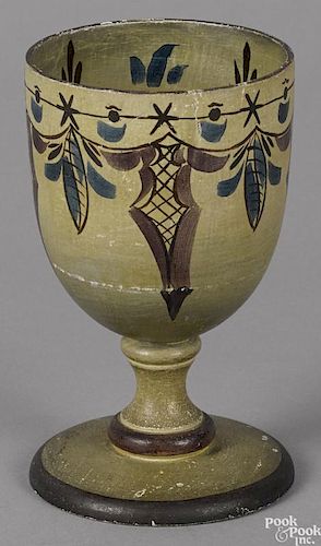Pennsylvania turned and painted poplar chalice, 19th c.