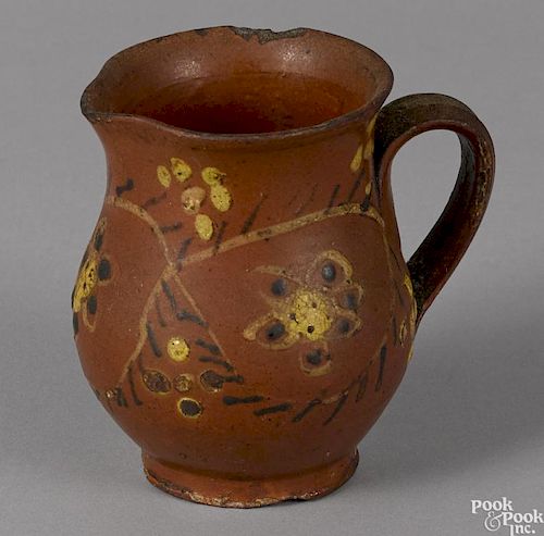 Rare Pennsylvania redware cream pitcher, late 18th c.