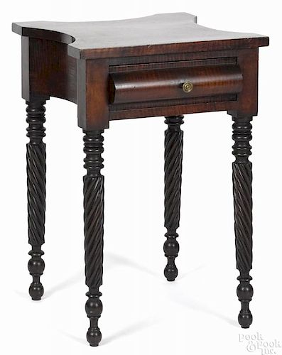 Pennsylvania or Maryland Sheraton tiger maple one-drawer stand, ca. 1825