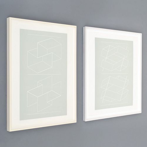 2 Joseph Albers WEG Line Cut Prints, Signed Editions