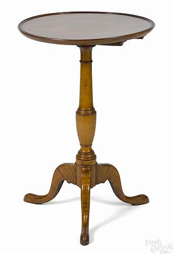 Pennsylvania tiger maple candlestand, ca. 1800, 26'' h., 17 1/2'' w.
