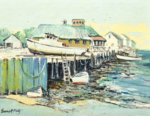 Emmett Fritz Painting, Harbor Scene